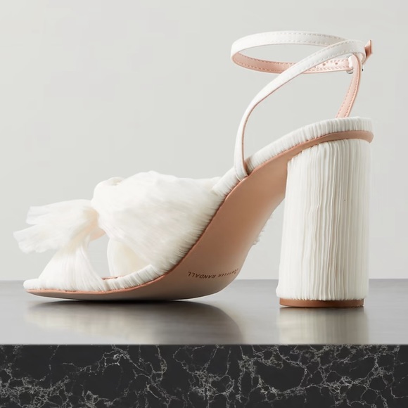 LOEFFLER RANDALL
Camellia bow-embellished plissé-organza sandals Off White 10 - Picture 3 of 4